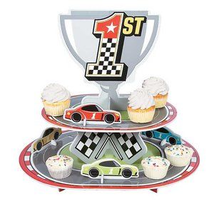 Boys 1St Birthday Race Car Cupcake Holder Stand